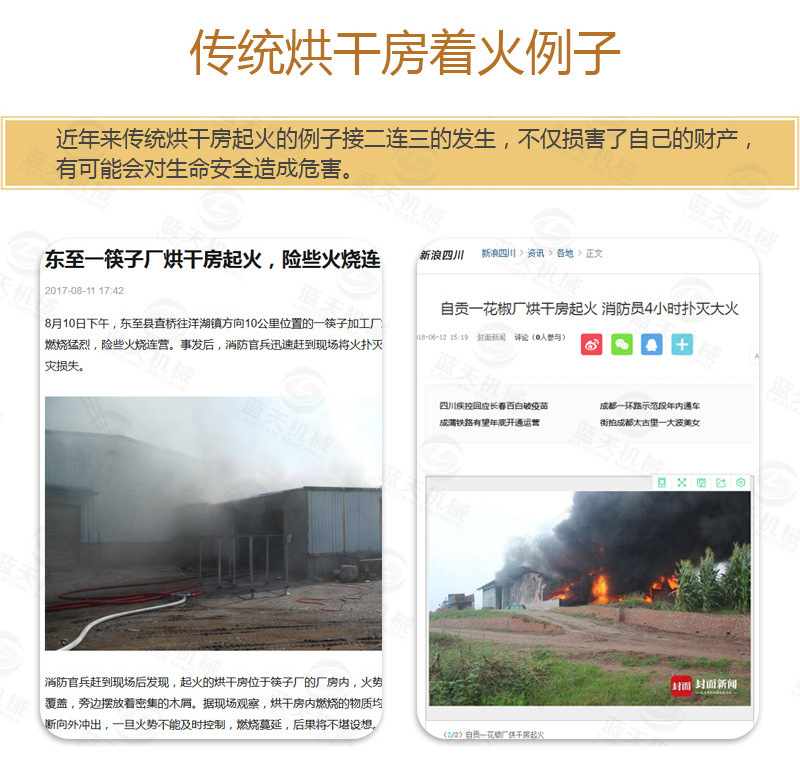 傳統山藥烘干機著(zhù)火案例
