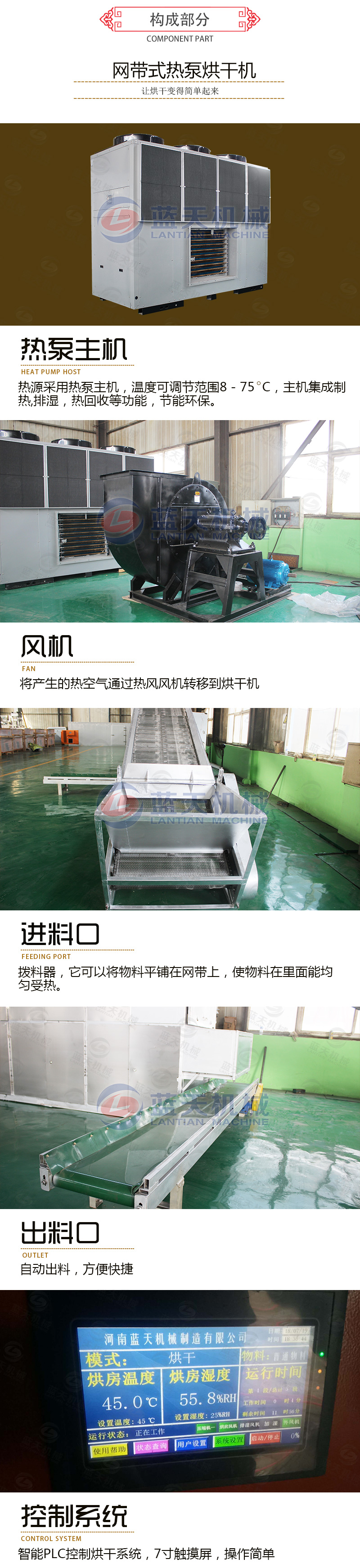 枸杞網(wǎng)帶式烘干機構成部分